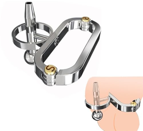 Youxclian Edelstahl PA-Piercing Peniskäfig Mann Metall Keuschheitskäfig Mit Harnröhren Dilatator Und Hodenringe Extreme Keuschheitsgürtel SM Bondage Chastity Cage Sexspielzeug Für Männer