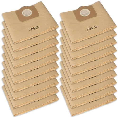 20 Pack WD3 Bags, Paper Filter Bags, Compatible with Karcher WD3 1629, MV3, A2201, A2204, A2554, A2604, for 6.959-130.0, Vacuum Cleaner Bags (WD3)