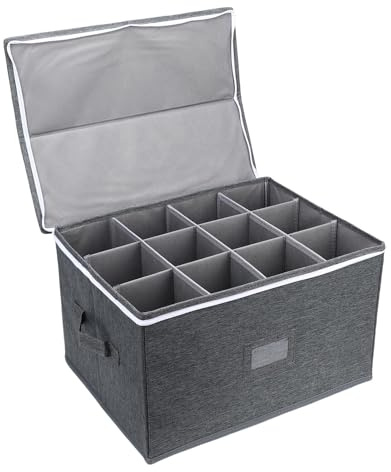 Zerodis Robuster Weinglas-Aufbewahrungsbehälter, Exquisite Aufbewahrungsbox für Stielgläser mit Trennwänden Zum Bewegen, Faltbarer Getränkebehälter für den Transport