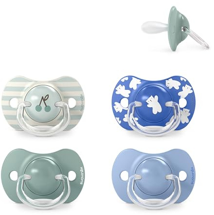 Suavinex, Ciuccio Birdies e Wild&Free, 18+ mesi, 4 pezzi, Blu