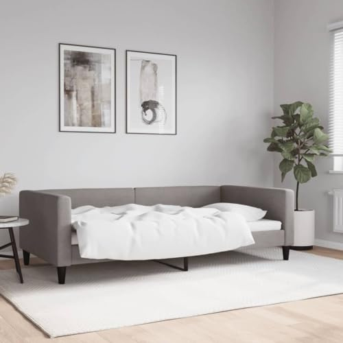 GeenYuu Tagesbett Taupe 100x200 cm Stoff, Modernes Schlafsofa mit Metallrahmen, Robustes Gästebett für Wohnzimmer, Vielseitiges Polsterbett