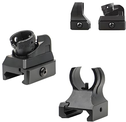 PBTMCD Set Aus Vorder- Und Hintervisier Eisenarmem Stahl, Taktische Vollmetall-Zielfernrohre Mit Drehbarem, Verstellbarem Diopter, Klappvisier, for 20-mm-Zielfernrohre