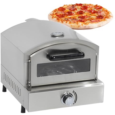 Gas Outdoor Pizza Oven for Camping and Backyard - Stainless Steel Pizza Maker with Pizza Stone, Ideal for Tailgating and Countertop Use