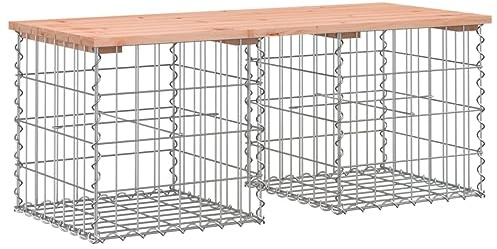 KKgypkn Banc de gabion avec rembourrage en pierre - Banc de jardin en bois massif avec structure en acier robuste