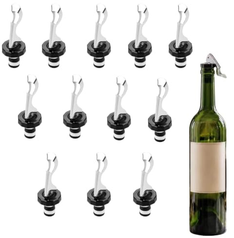 VBK Wine Stoppers 12Pcs 3in1 Pourer Corkscrew Airtight Seal | Universal fit for wine champagne prosecco olive oil and vinegar and as a gift set for wine lovers