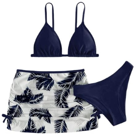 Generico Costumi da Bagno Ragazza 3 Pezzi Bikini Tuta Camisole Top con Coprire Pantaloncini da Spiaggia Bambini Nuoto Costume Gonna Stampata Surf Costumi da Bagno 4-16 Anni