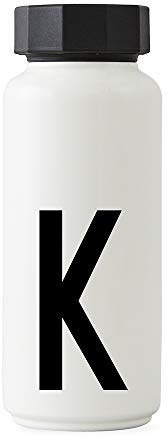 Design Letters Thermoflasche 500 Ml (A-Z) | Ideal für Trinkflasche Kinder, Trinkflasche Schule, Fahrrad & Sport | Weiß Thermoflasche | BPA/BPS Frei, Auslaufsicher & Spülmaschinenfest