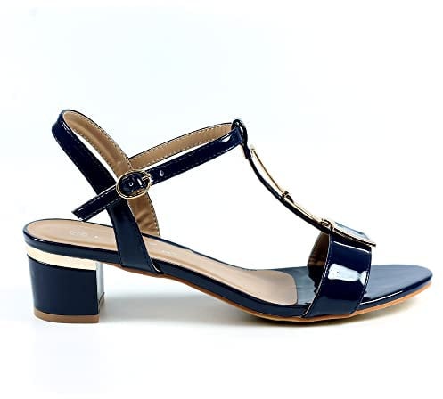 Lunar Shoes Ladies Blaze Navy Patent Sandal 6 Blue