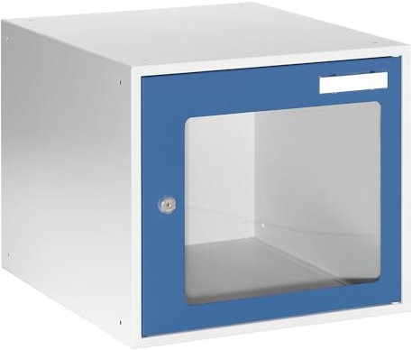 QUIPO eurokraft | Basic | Schließfachwürfel | HxBxT 350 x 400 x 450 mm | Sichtfenstertür | lichtgrau/enzianblau