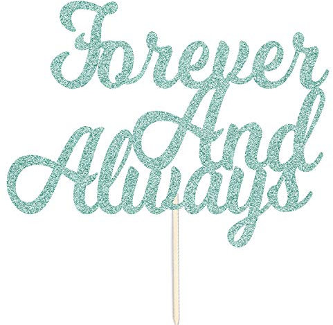 Forever and Always Hochzeitstortenaufsatz, glitzernd aqua