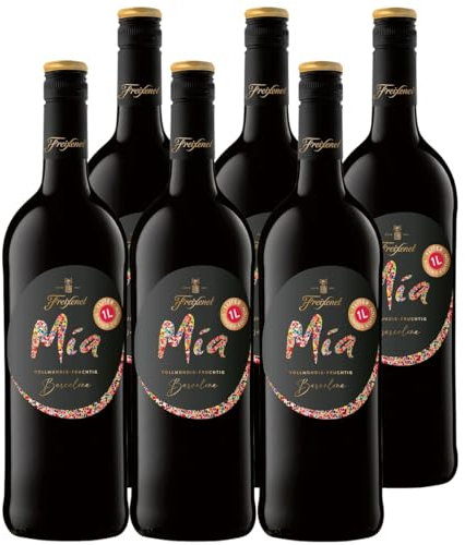 Freixenet Mia Tinto Rotwein halbtrocken (6 x 1 l) – Spanischer Rotwein mit fruchtigen Aromen von Beeren & Kirschen – Vollmundig & geschmeidig – Ideal zu Tapas, Pasta & Käse