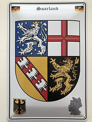 Blechschild 20x30cm gewölbt Saarland Wappen Deko Geschenk Schild