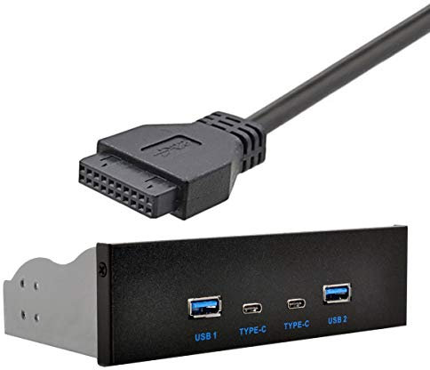 Xiwai USB-C & USB 3.0 HUB 4 Ports Frontpanel zu Motherboard 20pin Anschlusskabel für 5,25 Zoll CD-ROM Schacht