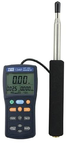 RaeSung TES-1341N Digitaler Luft-Winddurchflussmesser, Heißdraht, Thermo-Anemometer, Geschwindigkeitsmessung, Tester, Messgerät TES1341N