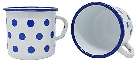 Madacha - Juego de 2 tazas de metal esmaltado (400 ml)
