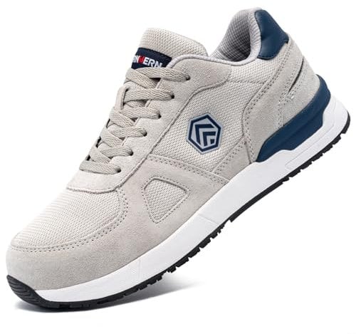 LARNMERN PRO Sicherheitsschuhe Arbeitsschuhe Herren Leicht Stahlkappenschuhe S1 Anti-Statisch Atmungsaktiv Sportlich Schutzschuhe Grau Größe 43EU