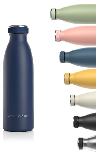 LARS NYSØM Edelstahl Trinkflasche 350ml, 500ml, 750ml, 1L, 1 5 liter | Thermosflasche Kohlensäure geeignet | Auslaufsichere Wasserflasche für Sport, Outdoor, Schule (Midnight Blue, 500ml)