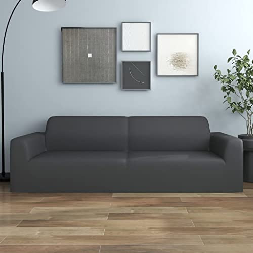 vidaXL Stretch Sofahusse 3-Sitzer Wiederverwendbar Sofabezug Sofa Abdeckung Überwürfe Universal Stretchhusse Sofaschoner Anthrazit Polyester-Jersey