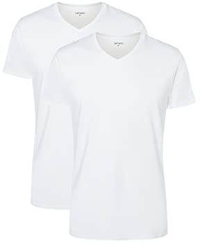 Camano T-Shirt Herren 2er Pack Baumwolle Weiß XL | Mit modischem V-Ausschnitt ausgestattet, Vielseitig und unkompliziert kombinierbar, Im praktischen 2er-Pack, Unterhemd