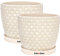 KOTARBAU® 2 x Macetas de cerámica esmaltada, Ø 15cm, Tiesto decorativo para plantas, Macetero con plato redondo para Interiores, Minimalista, Crema, Beige, Macetas elegantes, estilo clásico, Maceteros