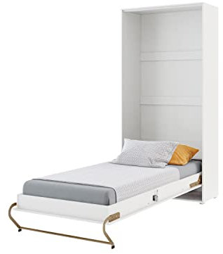 MEBLINI Schrankbett Concept Pro - Wandbett mit Lattenrost - Schrank mit Klappbett - Wandklappbett - Murphy Bed - Bettschrank - CP-03-90x200cm Vertikal - Weiß Matt Mit Matratze