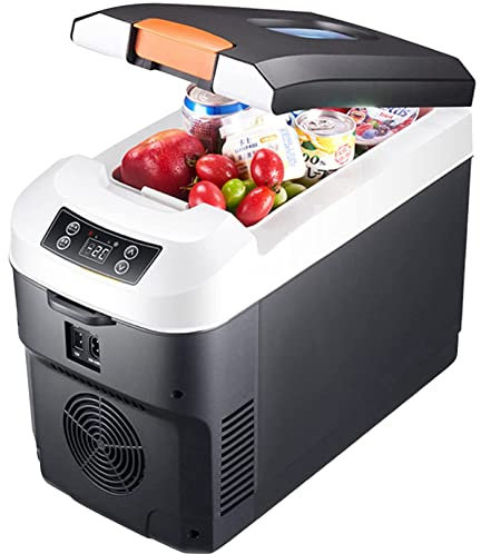 10L Mini nevera congelador negro refrigerador portátil DC 12V/AC 220V caja de refrigeración eléctrica y funda calentadora para caravana, vehículo, coche, camión, RV, barco, SUV, furgoneta