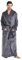 FashGudim Herren Bademäntel groß und groß in voller Länge Plüsch Fleece lange Robe Schal Kragen warm Winter Männer Bademantel(Grau,6XL)