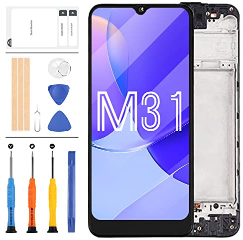 LADYSON Ersatz-LCD-Display für Samsung Galaxy M31 M315 M315F SM-M315F SM-M315F/DS SM-M315F/DSN LCD Display Touch Digitizer Rahmen Montage Reparaturteile Kits (kein Original)