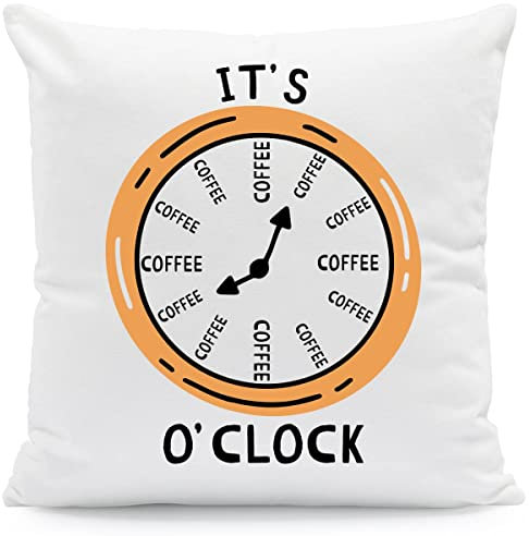 GRAVURZEILE Kissen mit Motiv - It's Coffee o´Clock - Witziges Geschenk für Kaffee Liebhaber - Lustiges Geschenk für Sie & Ihn zum Geburtstag Weihnachten - Größe mit Füllung