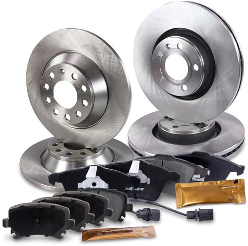 ATEC Germany Bremsenset inkl. Bremsscheiben Vorne Ø 321 mm Belüftet + Hinten Ø 302 mm Voll + Bremsbeläge Vorne & Hinten Kompatibel mit A udi A6 C6 (4F2), A6 C6 Avant (4F5)
