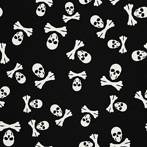 HEKO PANELS Stoff Oxford Wasserdichte Meterware Canvas-Stoff Polyester Stoff Zum Nähen Nähstoffe Möbelstoffe Dekostoffe Handwerken Wasserabweisend Blickdicht Totenkopf Knochen 1 Meter 155 x 100 cm