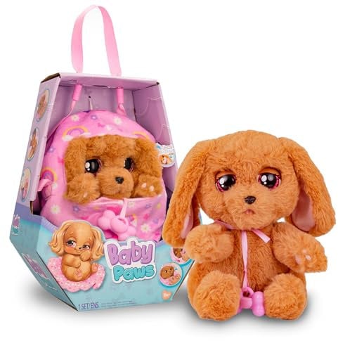 BABY PAWS Sleeping Puppies Cocker- Peluche Interactivo con Sonidos que Abren y Cierran los Ojitos e Incluyen una Bolsita-Manta-Regalo óptimo para Niños y Niñas +3 Años