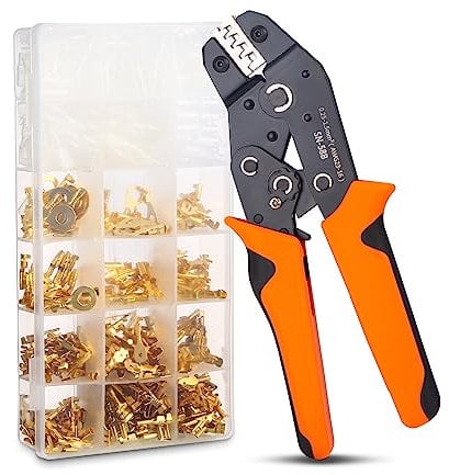 jutyum Set di 301 pinze crimpatrici piatte per cavo da 0,5 – 2,5 mm² con 300 pezzi Spade connettore piatto pinza crimpatrice set di 301 pezzi, 501PCS