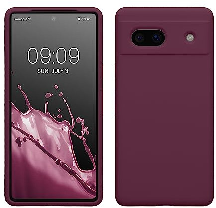 kwmobile Handyhülle für Google Pixel 7a Hülle, für Pixel 7a Case - Hülle Silikon - kabelloses Laden - Bordeaux Violett