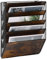 TQVAI 5 Pockets Wall File Holder, Wood A4 Wall Mounted Document Holder, Hanging Wall Magazine Storage Rack, Desk Stationary Tidy Organiser in Tray for Office School Accessories, Black/Antique