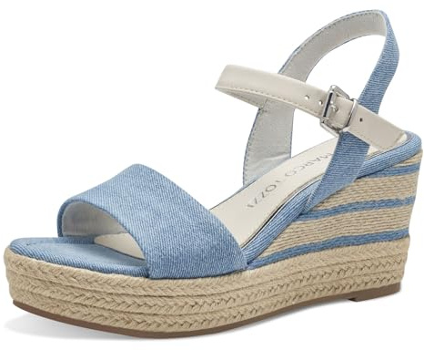 MARCO TOZZI Damen Sandalen mit Keilabsatz mit Verstellbarem Riemen Vegan