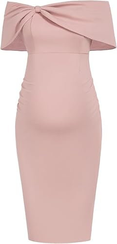 Maacie Abiti Premaman Senza Spalline Abiti Laterali Spacco Bodycon Abito Da Gravidanza, Colore: rosa., XXL