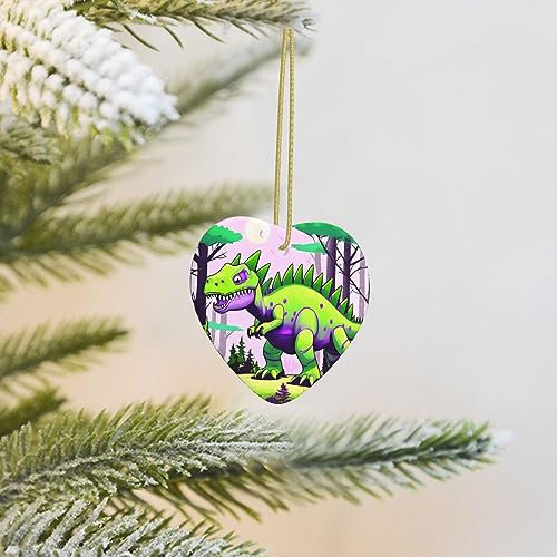 Grüner Dinosaurier Keramik Herzförmige Weihnachtsbaum Dekorative Kugeln Hängende Dekorationen Familie Geburtstag Neujahr Home Decor