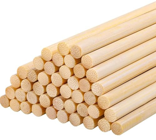 YANGWEN 100 Pièces Bâtonnet Rond en Bois Bambou Naturel 300mm x 3mm Baguette Bois Naturel pour Arts Plastique, Bricolage & Travail du Bois