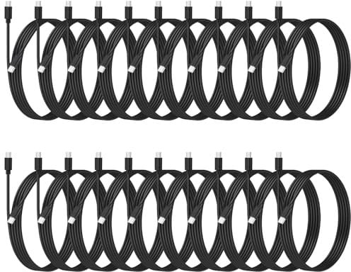 weishan 20-Pack USB C 48W PD Fast Charger Cable - Multipack USB-C to Type C Charging Cords Bulk, 3.3ft