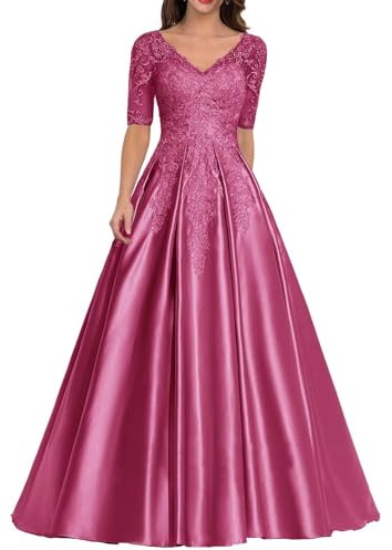 Sincemeet Vestidos para la Madre de la Novia Vestido de Noche Formal de Corte A Vestido de Fiesta Largo con Cuello en V