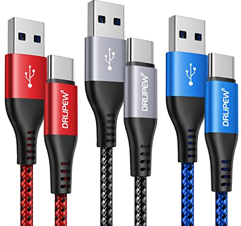 Cavo USB Type-C 3 Metri 3Pezzi,Extra lungo Cavo Tipo C Ricarica Rapida per Samsung Galaxy S20 Plus S21 S22 S23 S24 S10 S9 S8, A20E A50 A51 A70 A71,PS5,Switch,Sony Xperia,LG,Google Pixel 4 5 5XL