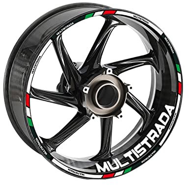 YESKIT Adesivi Decorativi modificati Moto Styling Ruota Pneumatico Striscia Riflettente Adesivo Creativo Rim Decal per Ducati Multistrada 1260/S 950S V4S 1200/S (Color : A)