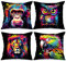 Tucocoo Quadratische Kissenbezüge mit Graffiti-Tieren, 45 x 45 cm, Affen-Eule, Portrait-Kissenbezüge, dekorativ, modern, bunt, Kissenbezüge für Sofa, Bett, Couch, Überwurf-Kissenbezüge