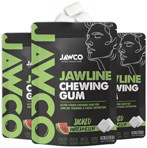 JAWCO Gomme à mâcher ultra résistante | Obtenez une mâchoire plus forte et plus carrée | Gomme dure d'entraînement de la mâchoire de pastèque | Force 15X | Ciseau, sculpte, tonifie votre mâchoire |