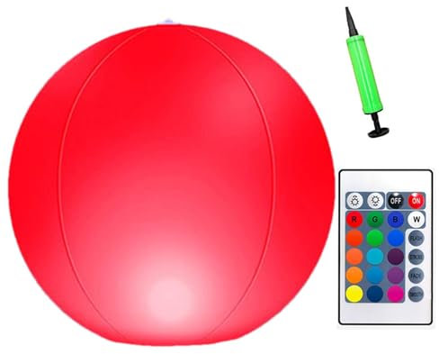 Evember Pelotas De Playa Hinchable LED, Pelotas De Playa para Piscina, Pelotas De Piscina De 16 Colores Claros,Pelotas De Playa Inflables con 4 Modos De Luz,con Control Remoto,para Fiestas