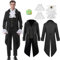 IEEILULU Mittelalter Kleidung Herren, Viktorianische Frack Herren Kostüme für Männer, Retro Gothic Steampunk Mantel Herren mit 2 Manschetten, Halloween Piraten Vampir Cosplay Kostüme (M)