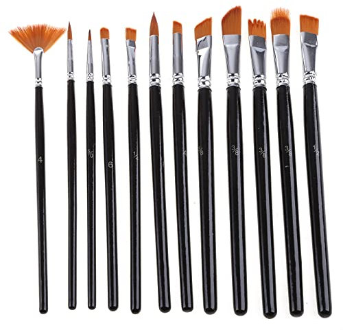 Juego de 12 pinceles de nailon para pintura al óleo y acuarela