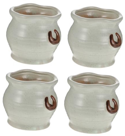 KITANDOVE 4stücke Chic Mini Blumentöpfe Keramische Pflanzgefäße Für Sukkulenten Einzigartige Deko Für Innenräume Bücherregale Und Balkone Stilvolles Design Und Hochwertige