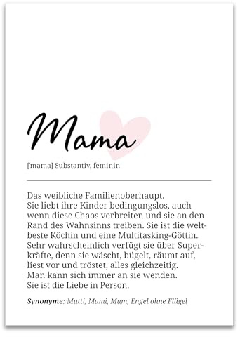 ARTFAVES® Poster Definition Mama | Worterklärung Duden Lexikon Wanddeko Wandbild Spruch als Geschenk | ohne Rahmen | 30 x 40 cm